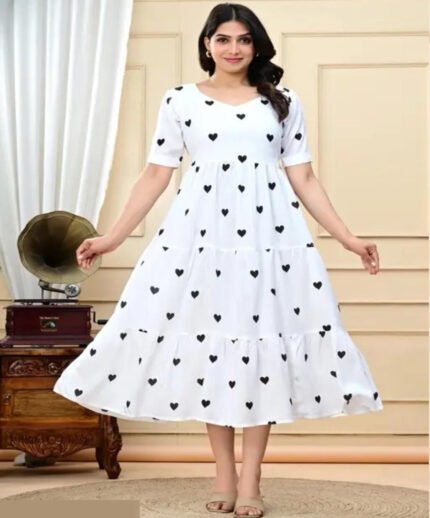 WHITE ANARKALI FLYER DRESS